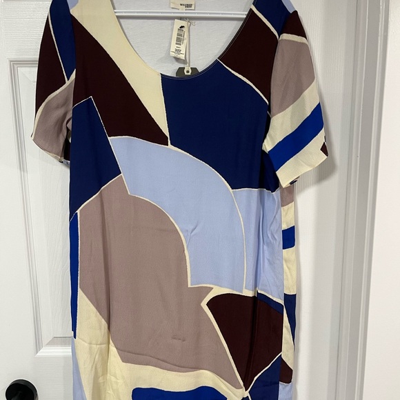 Aritzia Tiegen Dress, Size Large, cornflower blue, royal blue and neutral tones. - Picture 2 of 7